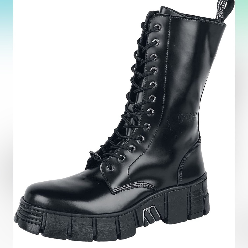 New Rock GOTH Mid-Calf Leather Combat Tower Boots - 39